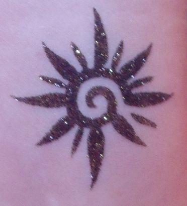 Tribal Glitter Sun Tattoo